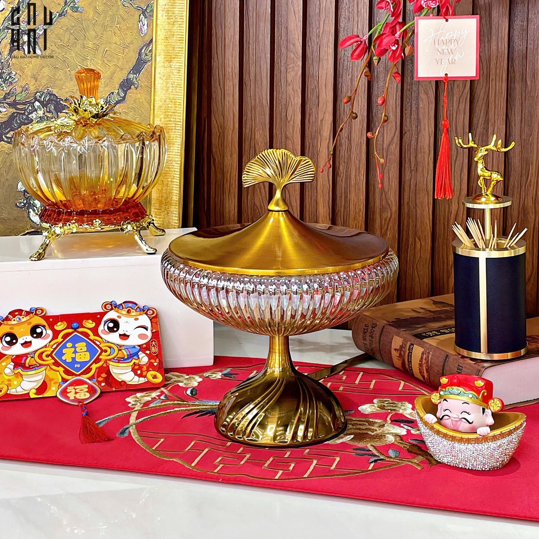 LỌ KẸO THUỶ TINH LUXURY JOLIE SS25-CẬU HAI HOME DECOR