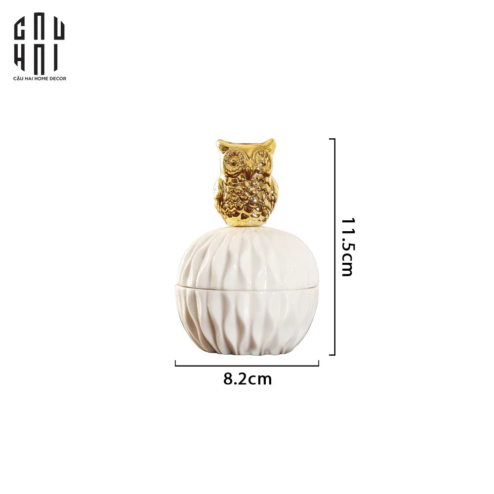 LỌ SỨ GOLDEN OWL-CẬU HAI HOME DECOR