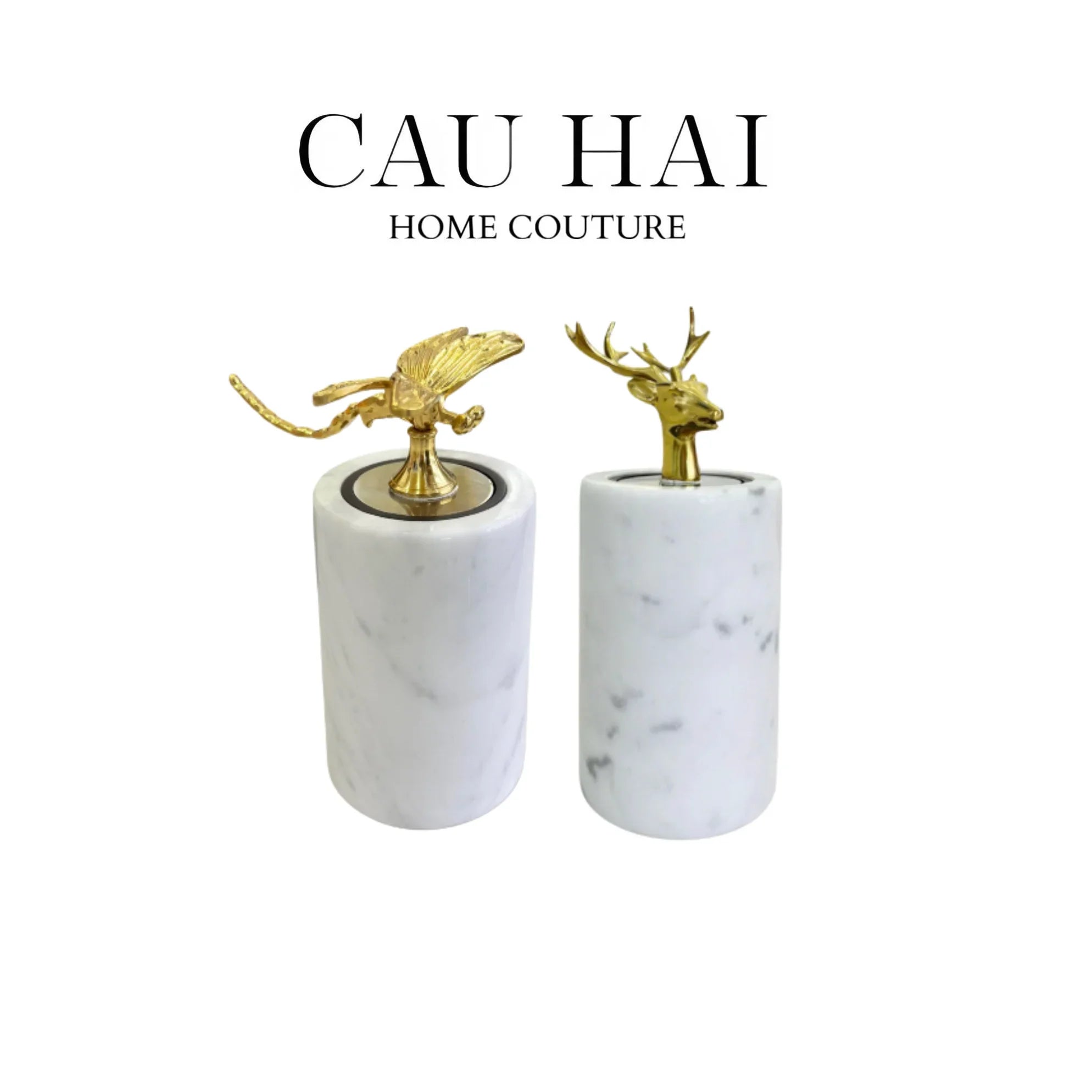 LỌ TĂM BRASSON ĐÁ MARBLE TRẮNG-CẬU HAI HOME DECOR