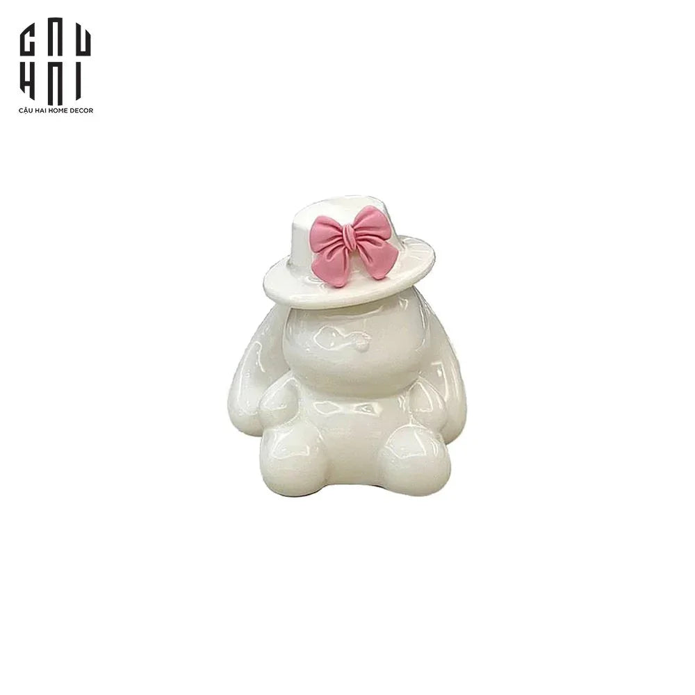 LỌ TĂM CERAMIC BUNNY HAT-CẬU HAI HOME DECOR