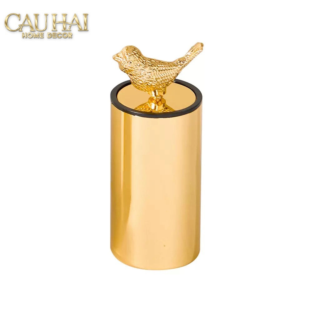 Lọ Tăm Golden Bird Toothpick Holder 5*13-Lọ Tăm bông - Bathroom Vanity-CẬU HAI HOME DECOR