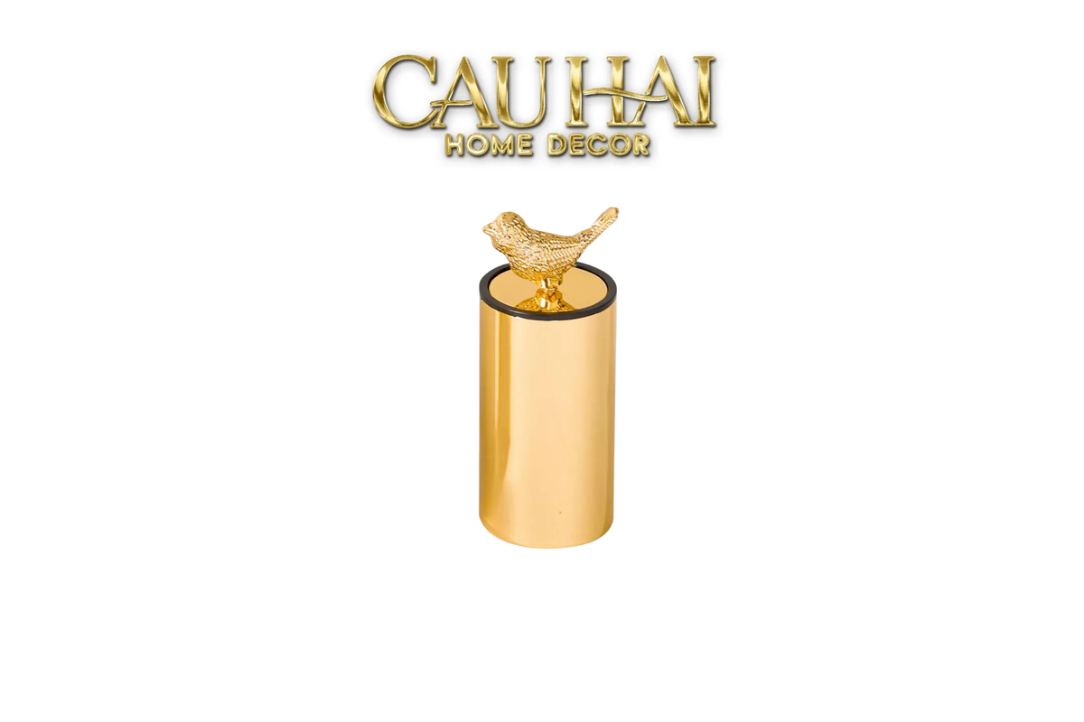 Lọ Tăm Golden Bird Toothpick Holder 5*13-Lọ Tăm bông - Bathroom Vanity-CẬU HAI HOME DECOR