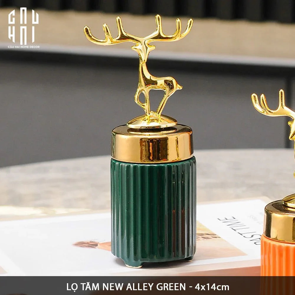 LỌ TĂM NEW ALLEY - GREEN-CẬU HAI HOME DECOR
