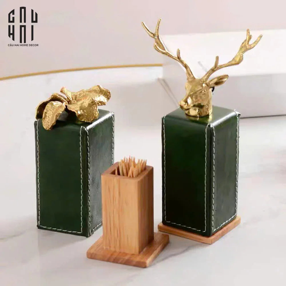 LỌ TĂM OAKWOOD LEATHER - GREEN ALLEY SS25-CẬU HAI HOME DECOR