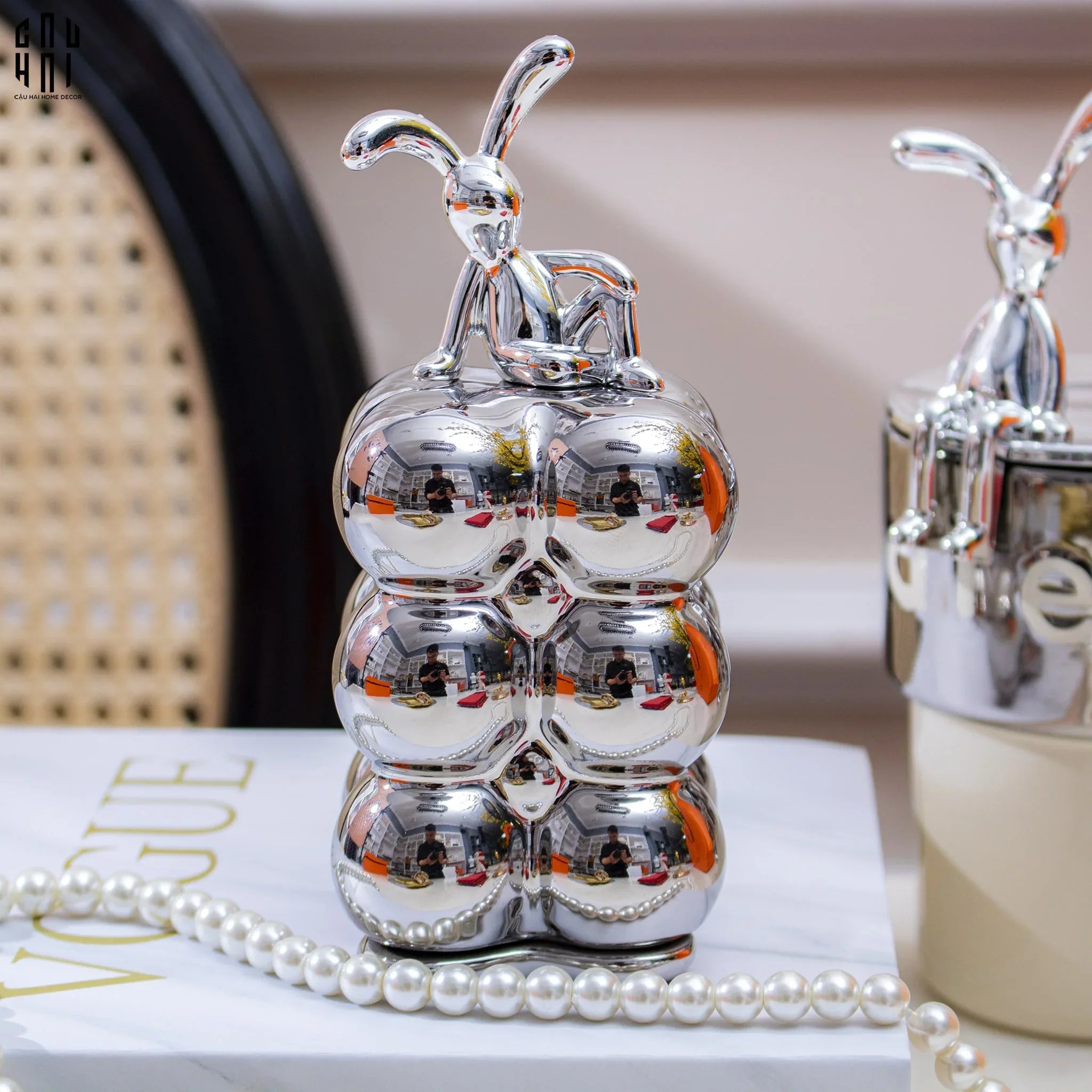 LỌ TĂM SILVER MILEY - RED BOW SS25-CẬU HAI HOME DECOR