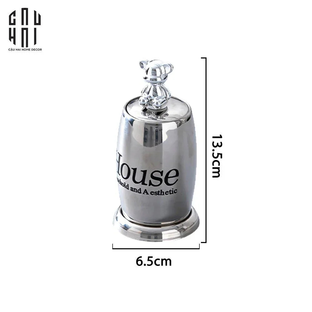 LỌ TĂM SILVER TEDDY OVAL-CẬU HAI HOME DECOR