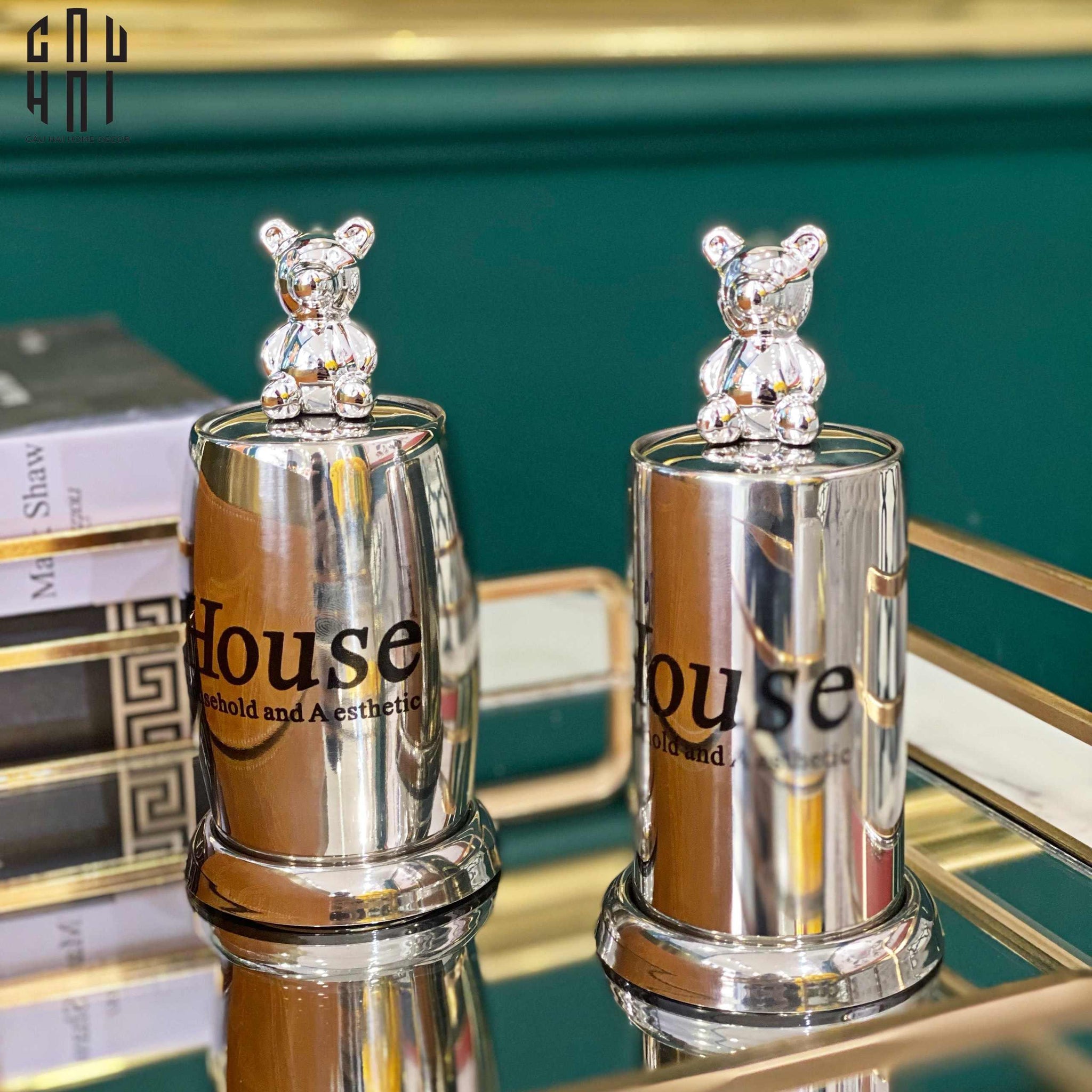LỌ TĂM SILVER TEDDY OVAL-CẬU HAI HOME DECOR