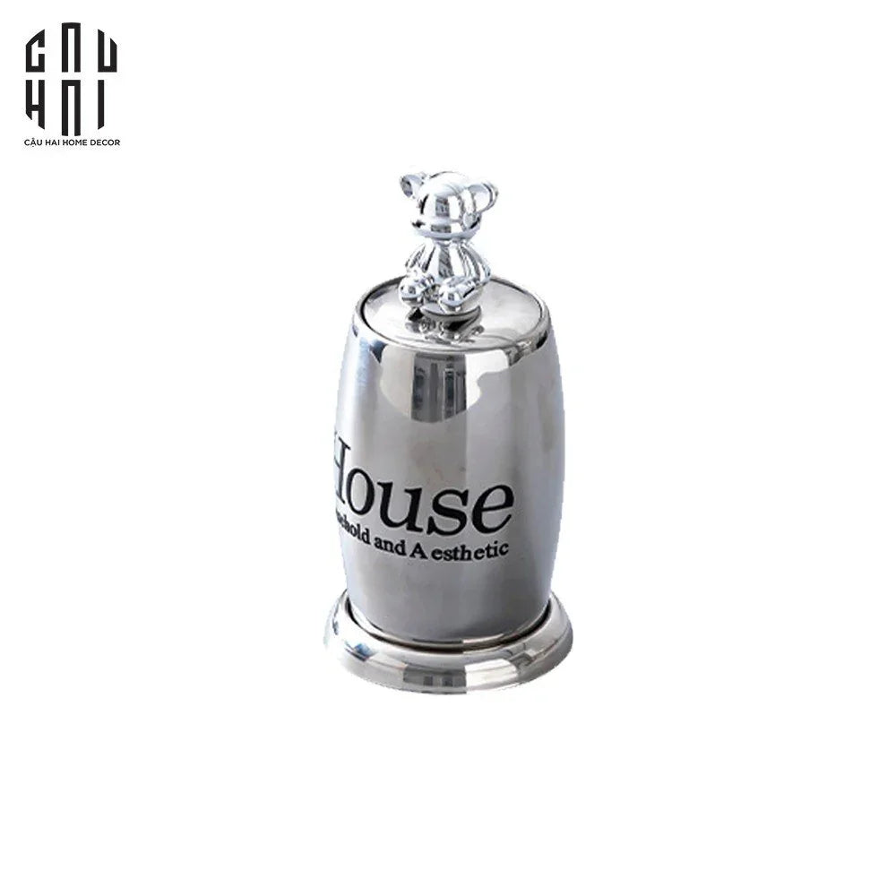 Lọ Tăm Silver Teddy Oval-CẬU HAI HOME DECOR