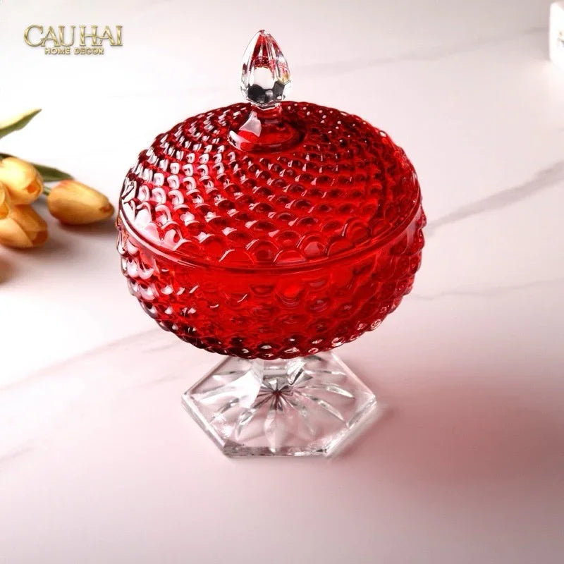 Lọ Thuỷ Tinh Lollipop Ruby Bonbonnière 16x25-CẬU HAI HOME DECOR