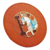Lót Ly Da Héritage Équestre Signature O Leather Glasses Coaster D10
