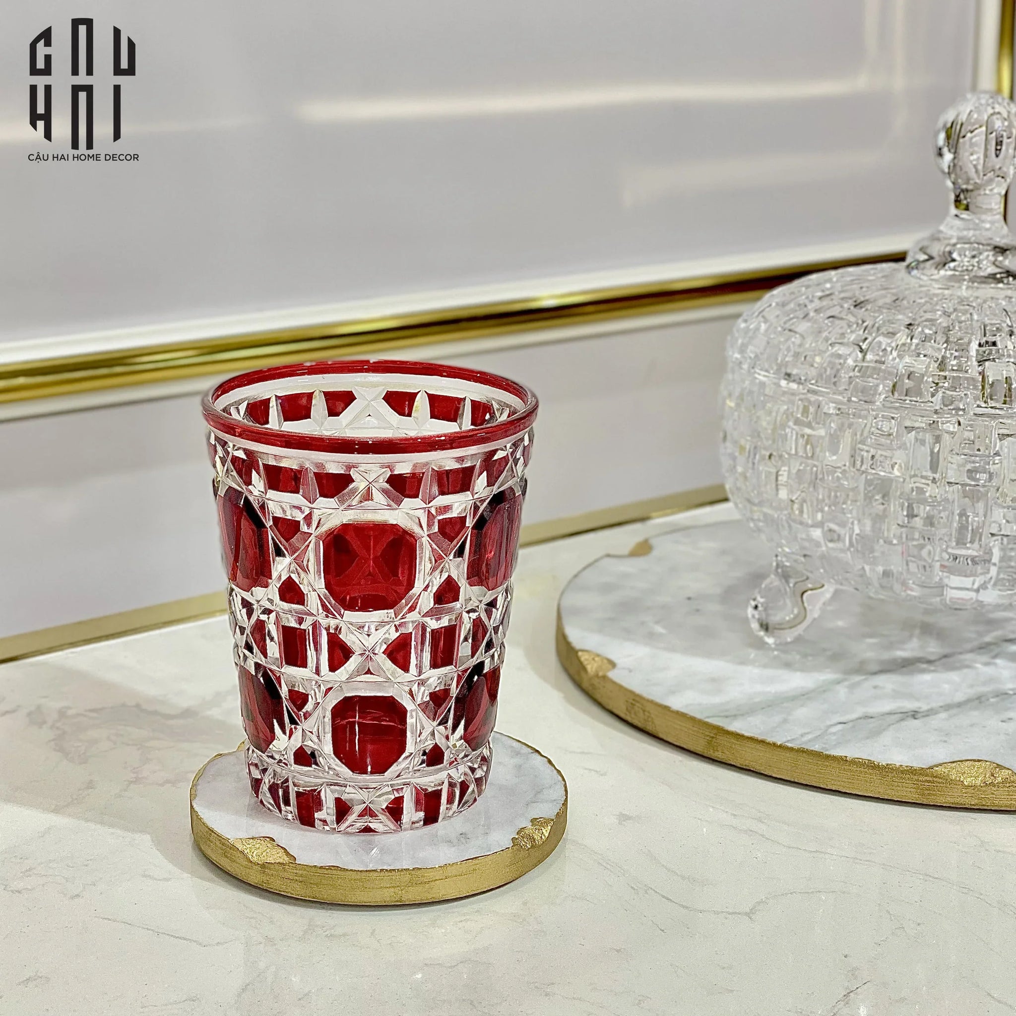 LÓT LY ĐÁ MARBLE - GOLD DUST 24K PRIME-CẬU HAI HOME DECOR