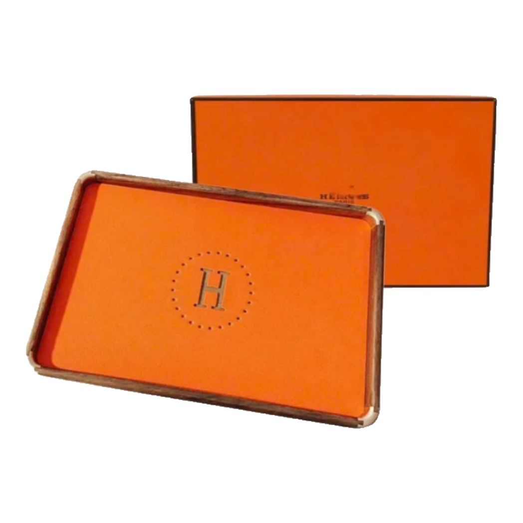 Maison Couture - Orange H Class Signature Decorative Rectangular Leather Tray 24x35