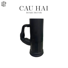 Ly Bia Thuỷ Tinh Đen Mờ - Black Hercules Arm 13x21 600Ml-CẬU HAI HOME DECOR