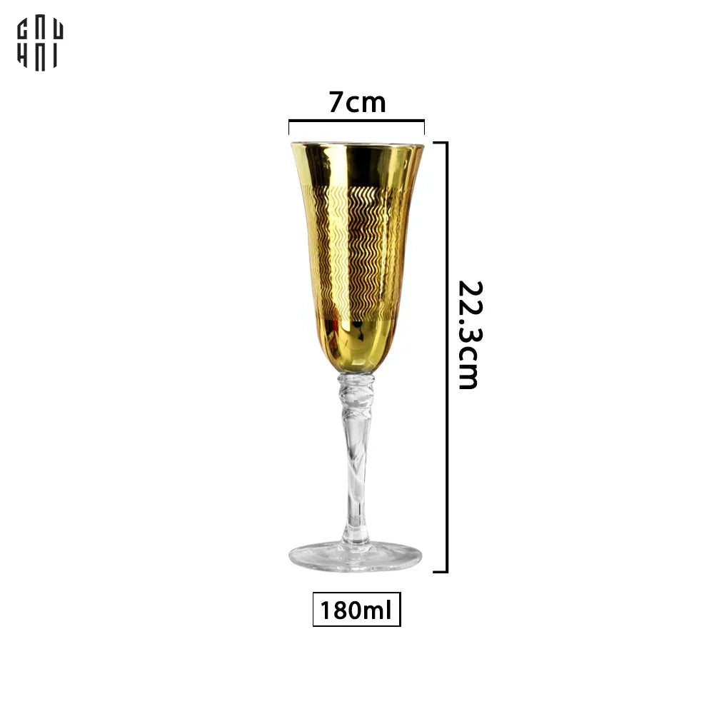 Ly Champagne Thuỷ Tinh Mạ Vàng Glorious of The Champion 22.3x7 180ml Allure Champagne Glasses-CẬU HAI HOME DECOR