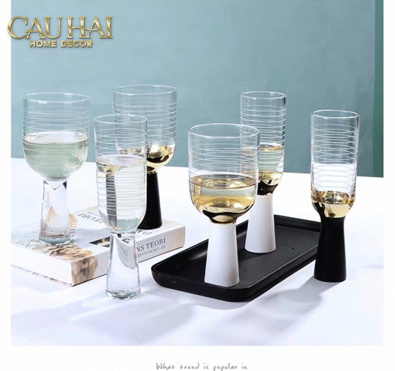 Ly Cocktails Thuỷ Tinh Trắng Opaline Mermaid - Aurealia Gold 19x8.6 400ml-CẬU HAI HOME DECOR