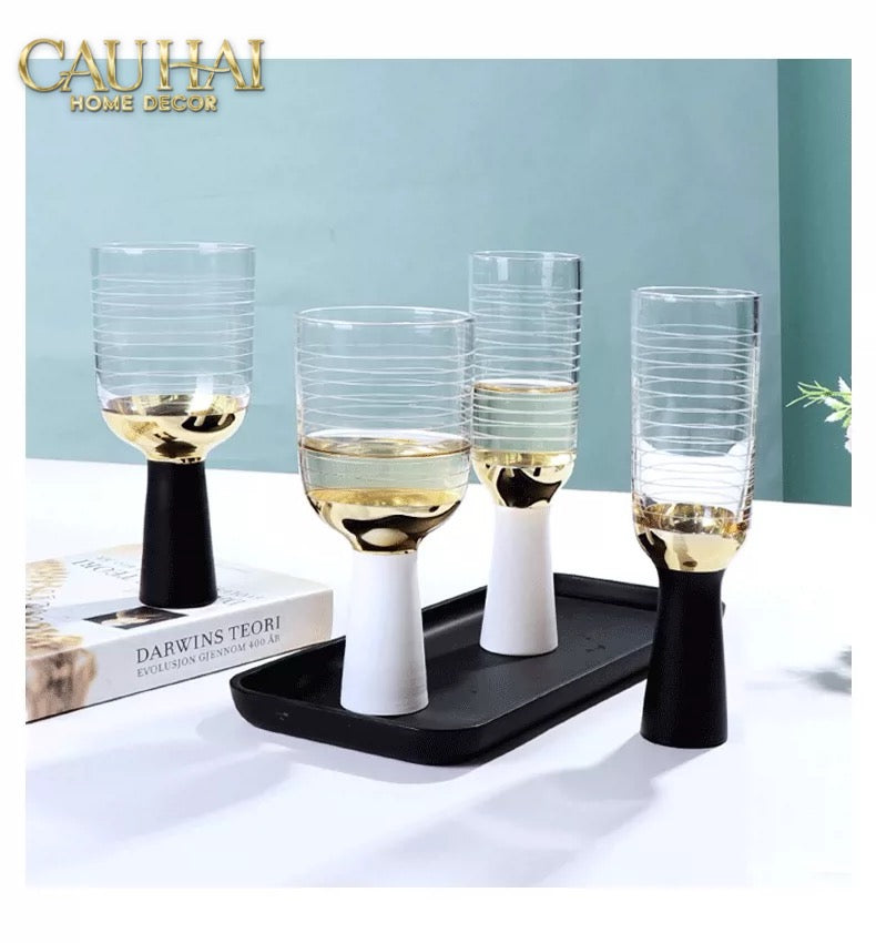 Ly Cocktails Thuỷ Tinh Trắng Opaline Mermaid - Aurealia Gold 19x8.6 400ml-CẬU HAI HOME DECOR