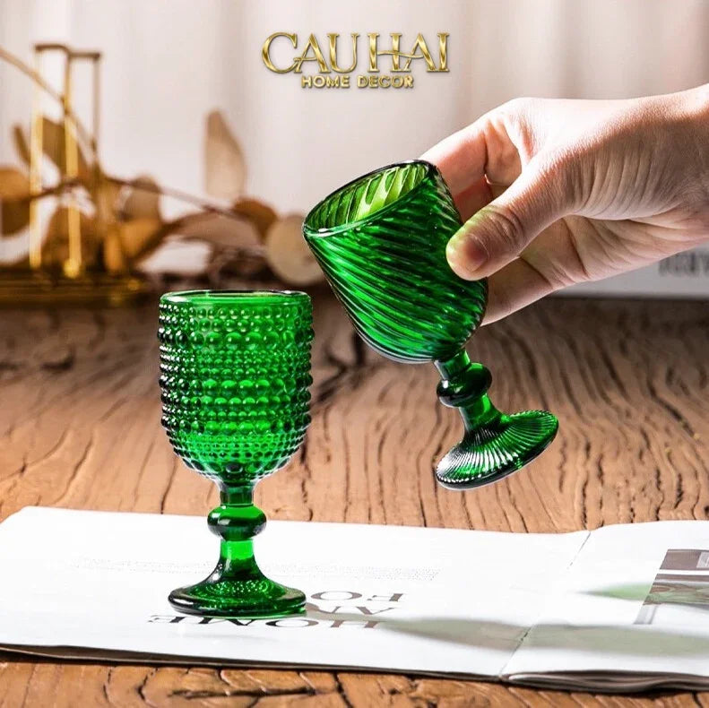 Ly Crystal Emerald Twist Cristalleries Goblet-CẬU HAI HOME DECOR