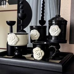 Ly Đựng Nến Black Camélia-CẬU HAI HOME DECOR