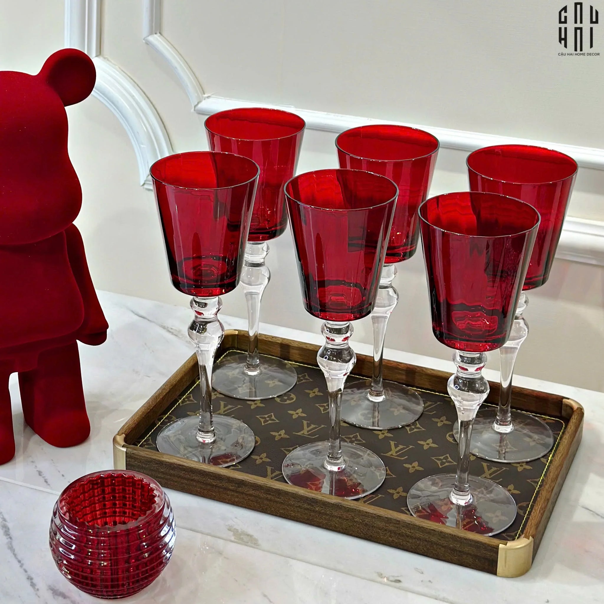 LY RƯỢU VANG LILY - RED SS25-CẬU HAI HOME DECOR
