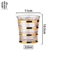 Ly Shot Brandy Whiskey Pha Lê Astral Allure Gold Lignes 320ml 11x10.5-CẬU HAI HOME DECOR