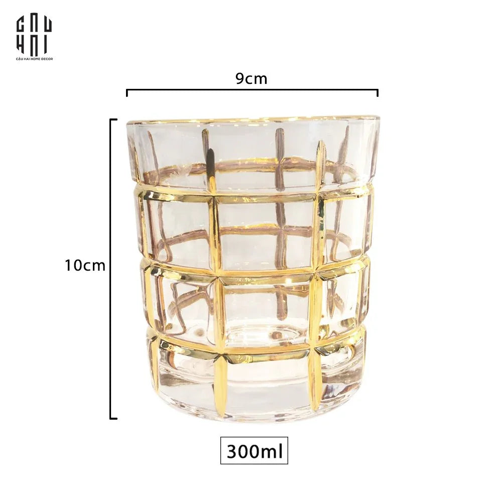 Ly Shot Brandy Whiskey Pha Lê Eden Allure Gold Lignes 300Ml 9x10cm-CẬU HAI HOME DECOR