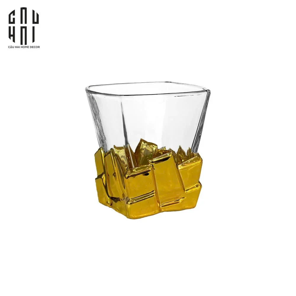 LY THUỶ TINH PIXEL GOLD - SS25-CẬU HAI HOME DECOR