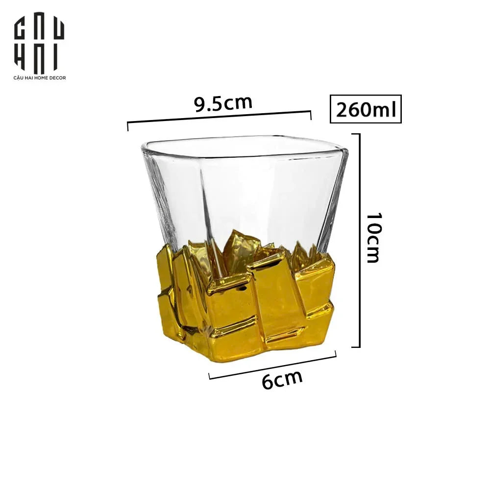 LY THUỶ TINH PIXEL GOLD - SS25-CẬU HAI HOME DECOR