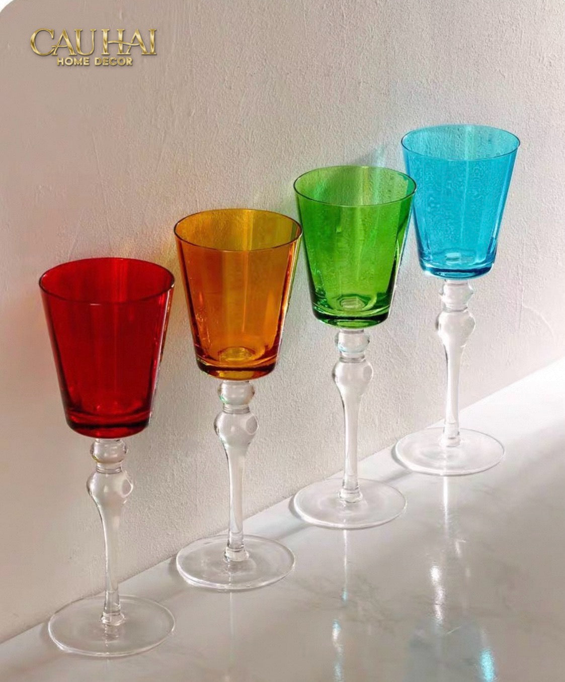 Ly Vang Đỏ Thuỷ Tinh Crimson Peak Lily - Red Wine Glasses 8.5x25 260ml-CẬU HAI HOME DECOR