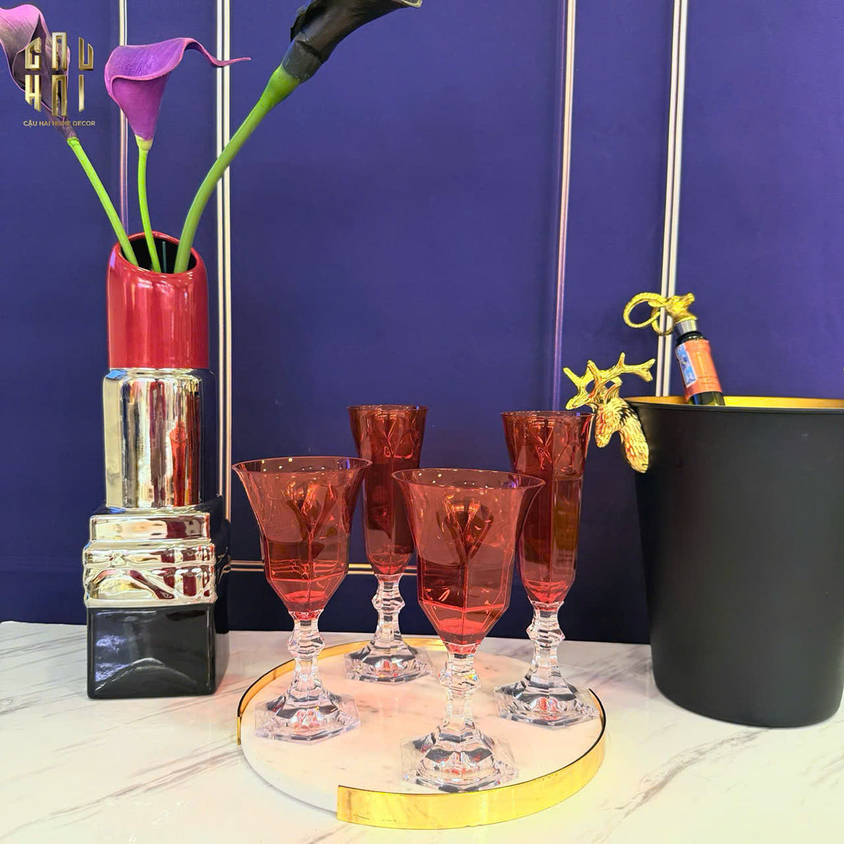 Ly Vang PP Acrylic Đỏ Alluriyyll - PP Acrylic Ruby Rouge Wines Glasses H18.5 270ML-LY THỦY TINH-CẬU HAI HOME DECOR