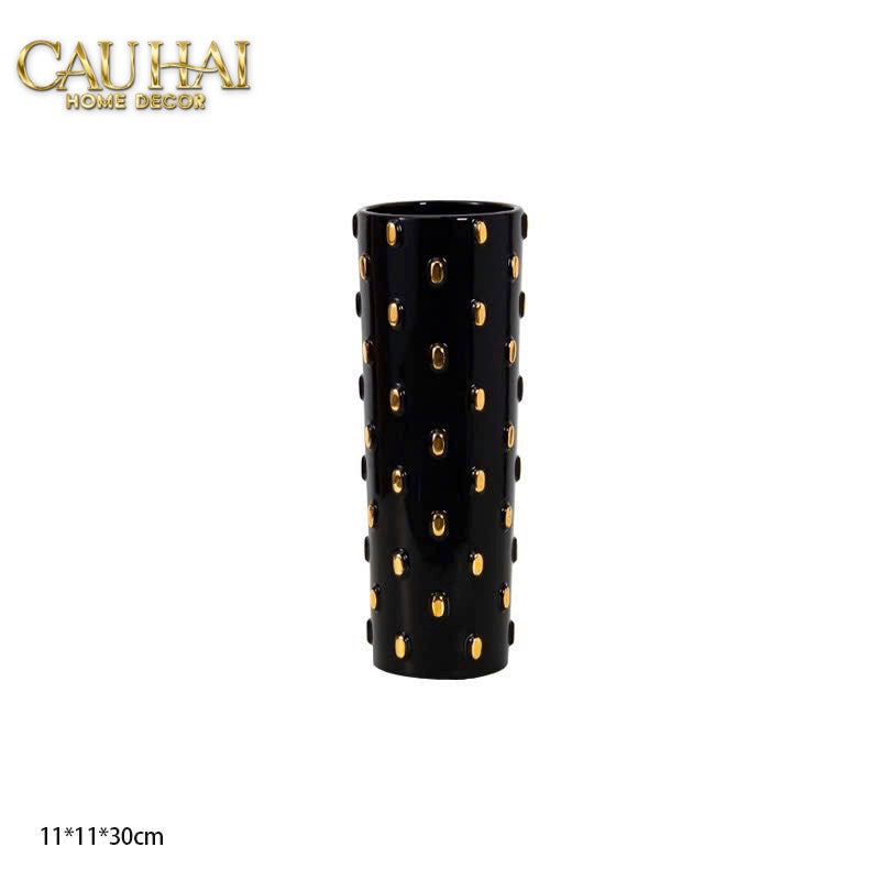 Mais Set 2 Bình Lọ Impériale Bastion Armory Noir-Gold Vessel - CẬU HAI HOME DECOR