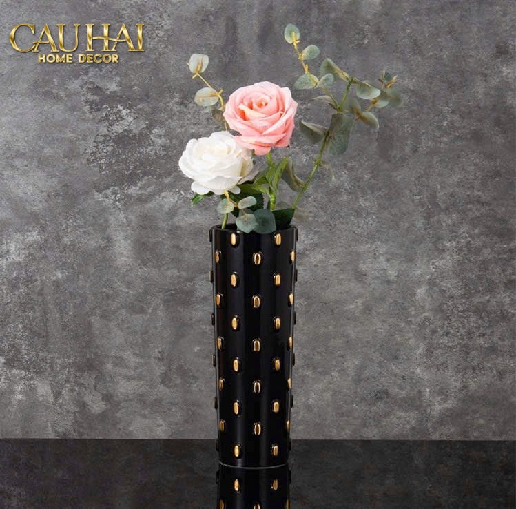 Mais Set 2 Bình Lọ Impériale Bastion Armory Noir-Gold Vessel - CẬU HAI HOME DECOR