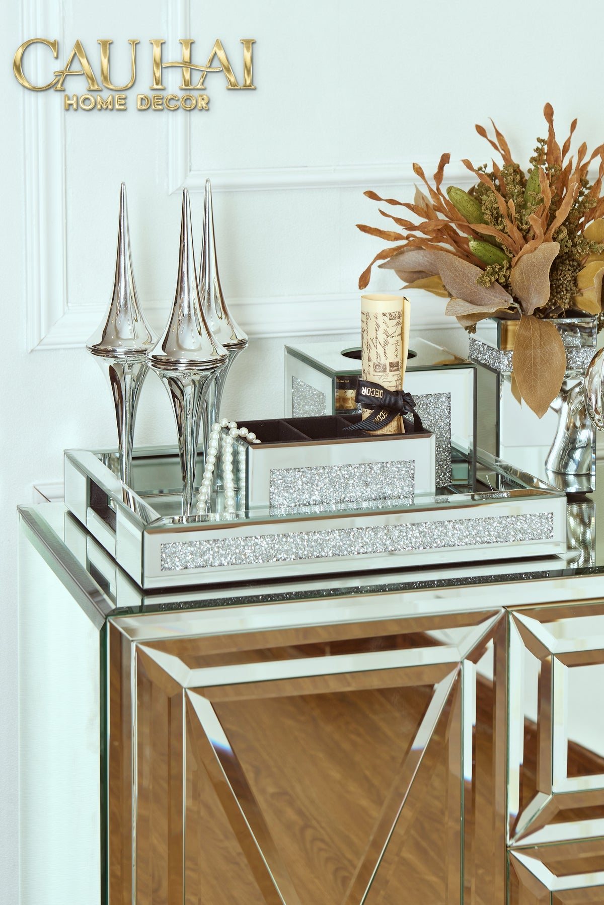 Maison Couture - Bàn Console Gương Tráng Thuỷ Dát Cạnh Bevel Diamond Éclat Gold 86x122x35-BÀN CONSOLE - TỦ CONSOLE-CẬU HAI HOME DECOR-CẬU HAI HOME DECOR