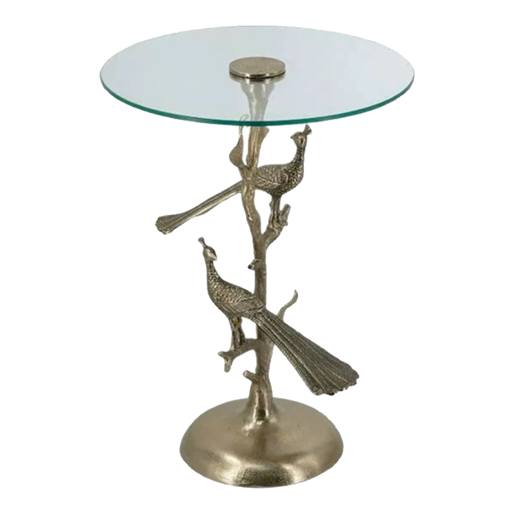 Maison Couture - Bàn Trà Góc Khổng Tước Bằng Đồng -   Royale Aureate Paon Brasson Jardin Side Table H61