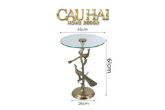 Maison Couture - Bàn Trà Góc Khổng Tước Bằng Đồng - Royale Aureate Paon Brasson Jardin Side Table H61-CẬU HAI HOME DECOR
