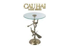 Maison Couture - Bàn Trà Góc Khổng Tước Bằng Đồng - Royale Aureate Paon Brasson Jardin Side Table H61-CẬU HAI HOME DECOR