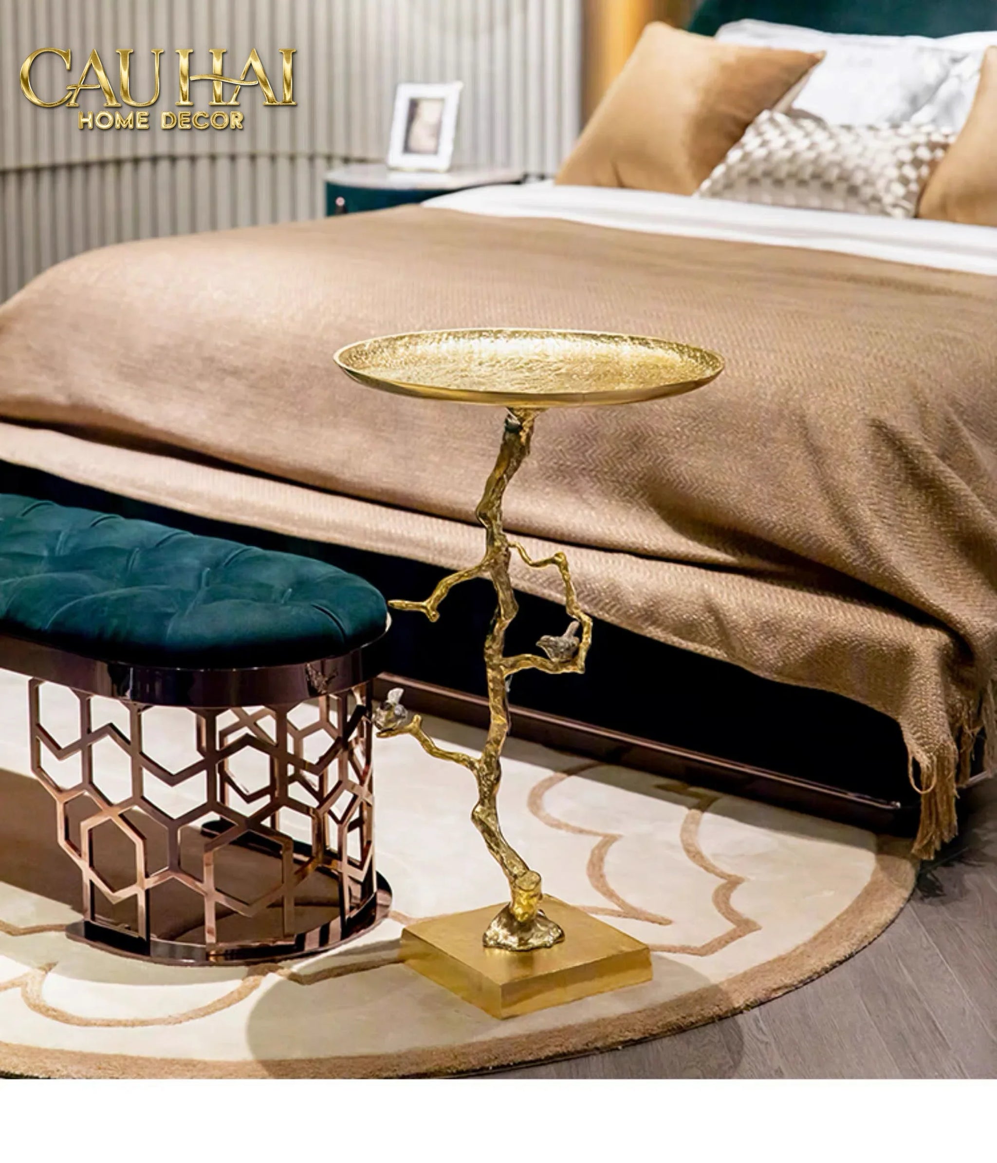 Maison Couture - Bàn Trà Góc Thân Cây Mạ Vàng L’Atelier Golden Branch – Brass Sculptural Side Accent Table H71-CẬU HAI HOME DECOR