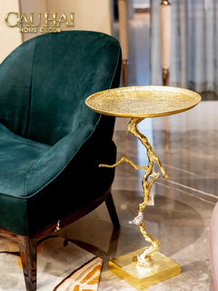 Maison Couture - Bàn Trà Góc Thân Cây Mạ Vàng L’Atelier Golden Branch – Brass Sculptural Side Accent Table H71-CẬU HAI HOME DECOR