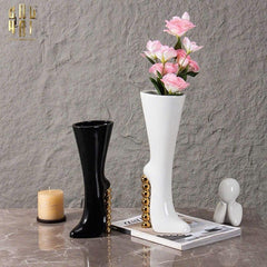 Maison Couture - Bình Hoa Catwalk High Heel Pearl White Vase H38-CẬU HAI HOME DECOR
