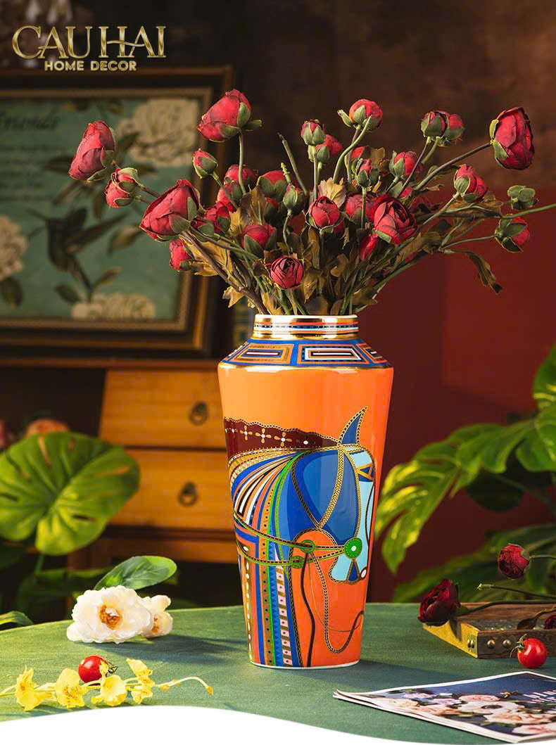 Maison Couture - Bình Hoa Cheval Équestre Azur H33 - CẬU HAI HOME DECOR