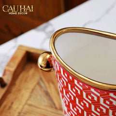 Maison Couture - Bình Hoa Dáng Đàn Lyre - Rouge Augure Amphora Vase Lyre Silhouette H28-CẬU HAI HOME DECOR