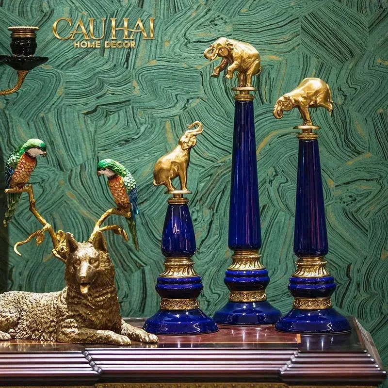 Maison Couture - Bình Hoa Imperium Empire Divin Vase - Column Urn Seraphim – Imperial Cobalt H56x22x29-CẬU HAI HOME DECOR