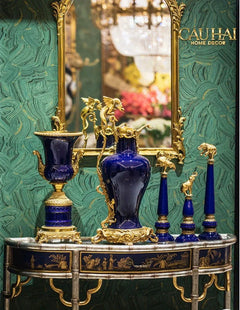 Maison Couture - Bình Hoa Imperium Empire Divin Vase - Column Urn Seraphim – Imperial Cobalt H56x22x29-CẬU HAI HOME DECOR