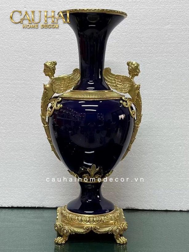 Maison Couture - Bình Hoa Imperium Empire Divin Vase - Column Urn Seraphim – Imperial Cobalt H56x22x29-CẬU HAI HOME DECOR