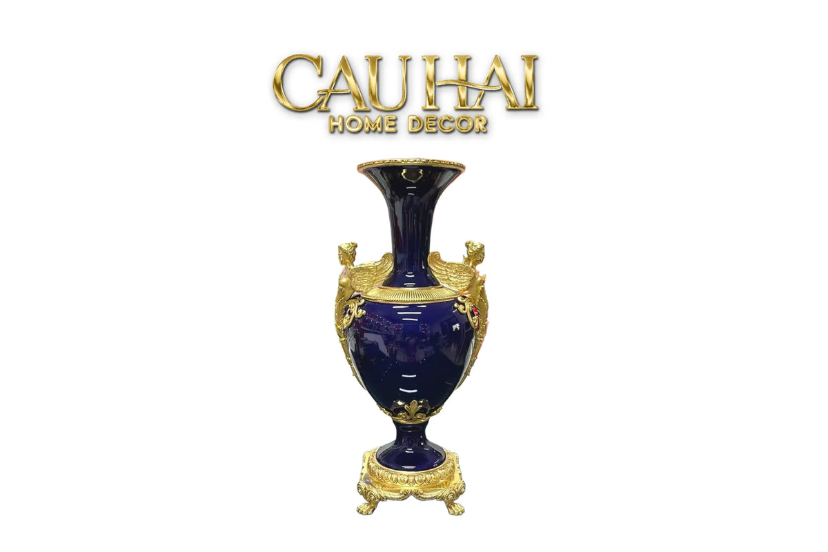 Maison Couture - Bình Hoa Imperium Empire Divin Vase - Column Urn Seraphim – Imperial Cobalt H56x22x29-BÌNH HOA-CẬU HAI HOME DECOR