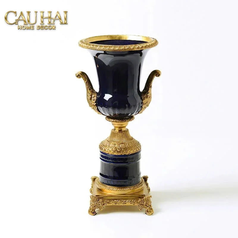 Maison Couture - Bình Hoa Imperium Empire Divin Vase - Column Urn Seraphim – Imperial Cobalt H56x22x29-CẬU HAI HOME DECOR