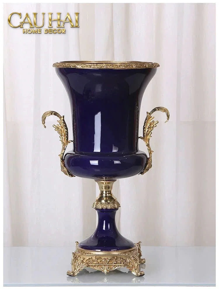 Maison Couture - Bình Hoa Imperium Empire Divin Vase - Column Urn Seraphim – Imperial Cobalt H56x22x29-CẬU HAI HOME DECOR