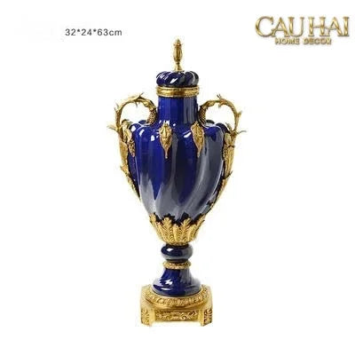 Maison Couture - Bình Hoa Imperium Empire Divin Vase - Column Urn Seraphim – Imperial Cobalt H56x22x29-CẬU HAI HOME DECOR