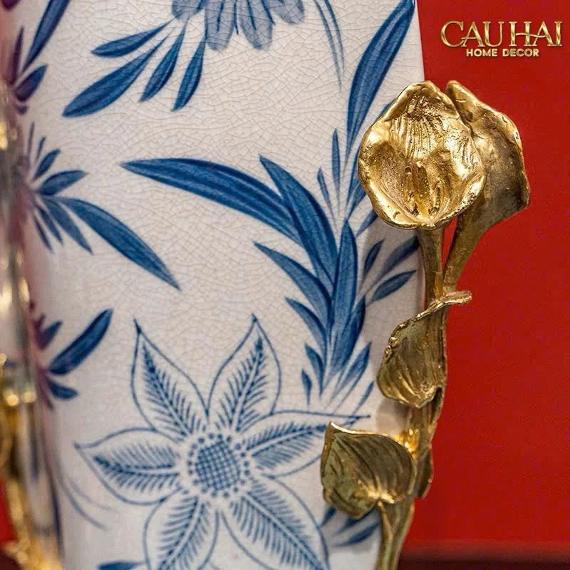 Maison Couture - Bình Hoa Imperium Empire Divine Vase - Dragonfly Horizon Urn Indochine Bleu H35x24x16-CẬU HAI HOME DECOR