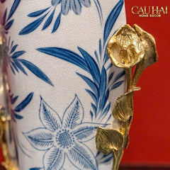 Maison Couture - Bình Hoa Imperium Empire Divine Vase - Dragonfly Horizon Urn Indochine Bleu H35x24x16-CẬU HAI HOME DECOR