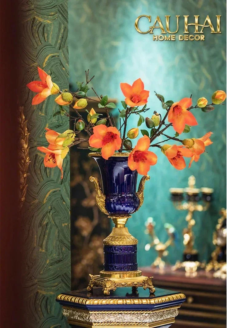 Maison Couture - Bình Hoa Imperium Empire Divin Vase - Column Urn Seraphim – Imperial Cobalt H56x22x29-BÌNH HOA-CẬU HAI HOME DECOR
